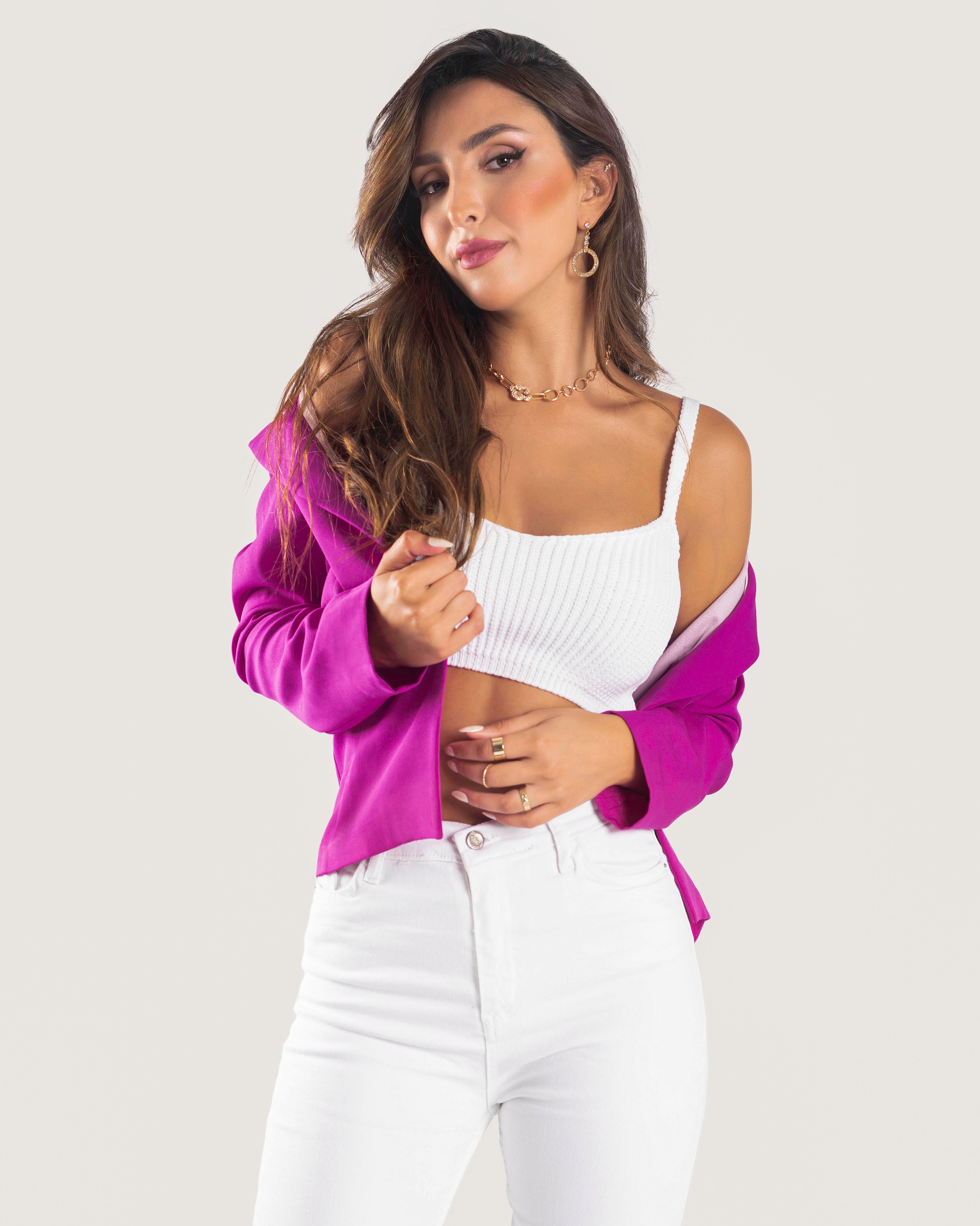 STYLE-Fushia-Duchess Blazer Jacket